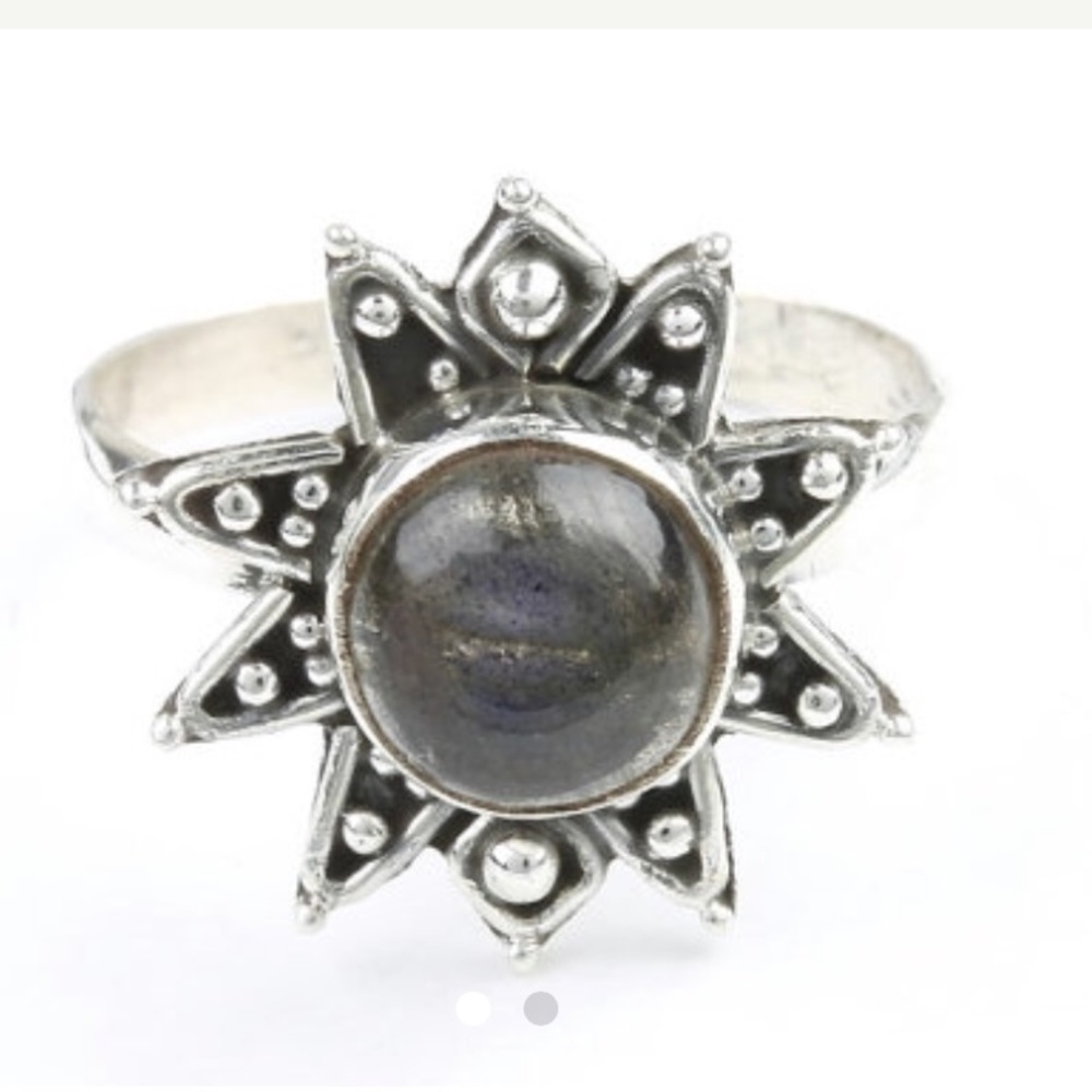 .925 Sterling silver Western Sun Ring Labradorite